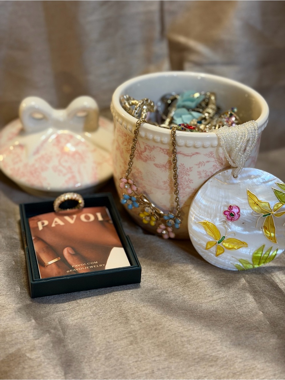 Mystery Jewelry Jar CottageCore Gold and Silver tone